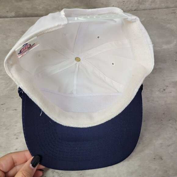 Mission Rubber Company Hat Vintage Snapback Otto Cap White Navy - Picture 5 of 11